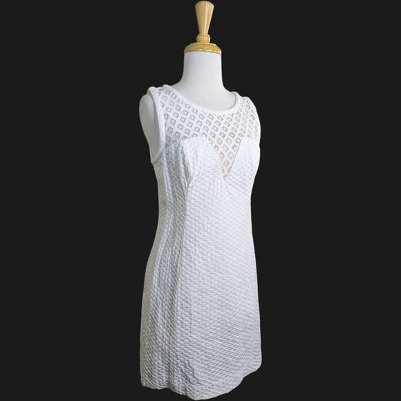 Lilly Pulitzer Vandalia White Lace Yoke Shift Dress 6 Sleeveless Resort Summer - Picture 3 of 10